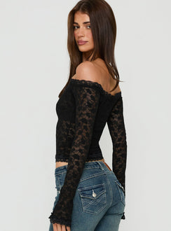 Mochapella Off The Shoulder Top Black