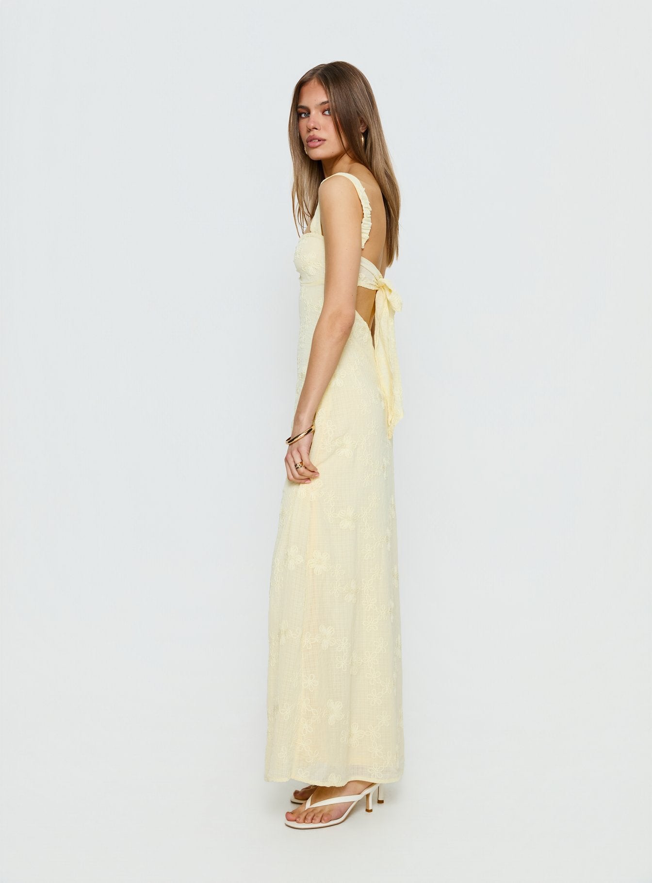 Maisone Broderie Maxi Dress Lemon
