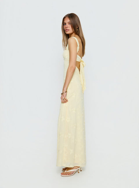 Maisone Broderie Maxi Dress Lemon