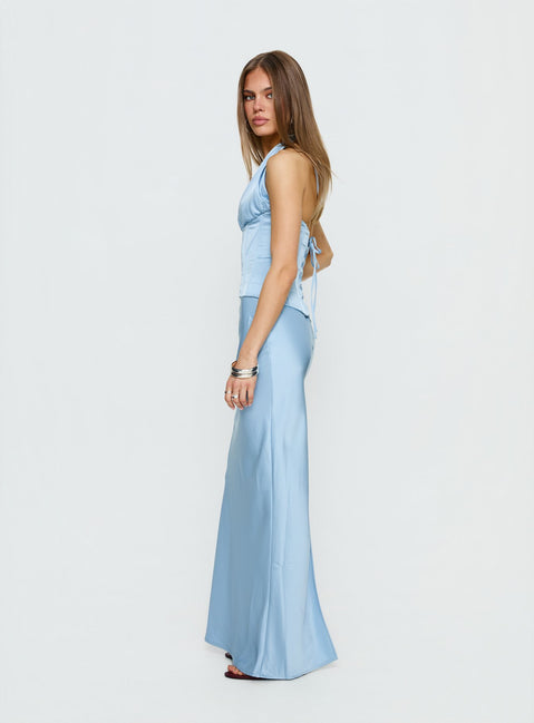 In A Trance Halter Corset Maxi Dress Blue