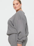 Grey Graphic print sweater Crew neckline, drop shoulder, ribbed cuffs & waistband