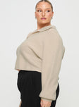 Tiara Cropped Sweater Beige Curve Princess Polly  Cropped 