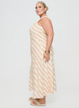 Princess Polly Curve  Printed linen maxi dress Fixed shoulder straps, square neckline, button fastening at bust, waist tie at back, invisible zip fastening down side Non-stretch material, fully lined  Princess Polly Lower Impact