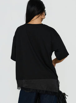 Dalarie Layered Lace Oversized Tee Black