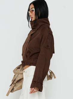 Blanc Cropped Trench Coat Chocolate