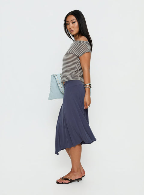 Joaney Tie Side Jersey Midi Skirt Slate