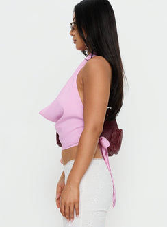 Ronay Plunge Neck Backless Top Pink