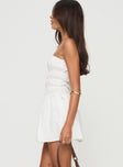 Strapless mini dress Elasticated, tie details at waist  Good stretch, fully lined