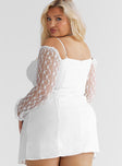 Princess Polly Sweetheart Neckline  Ashwood Lace Sleeve Mini Dress White Curve