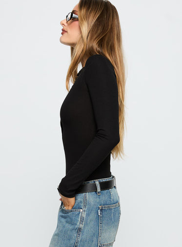 Kandis Long Sleeve Bodysuit Black