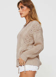 Lack Of Love Cable Knit Sweater Beige Princess Polly  regular 