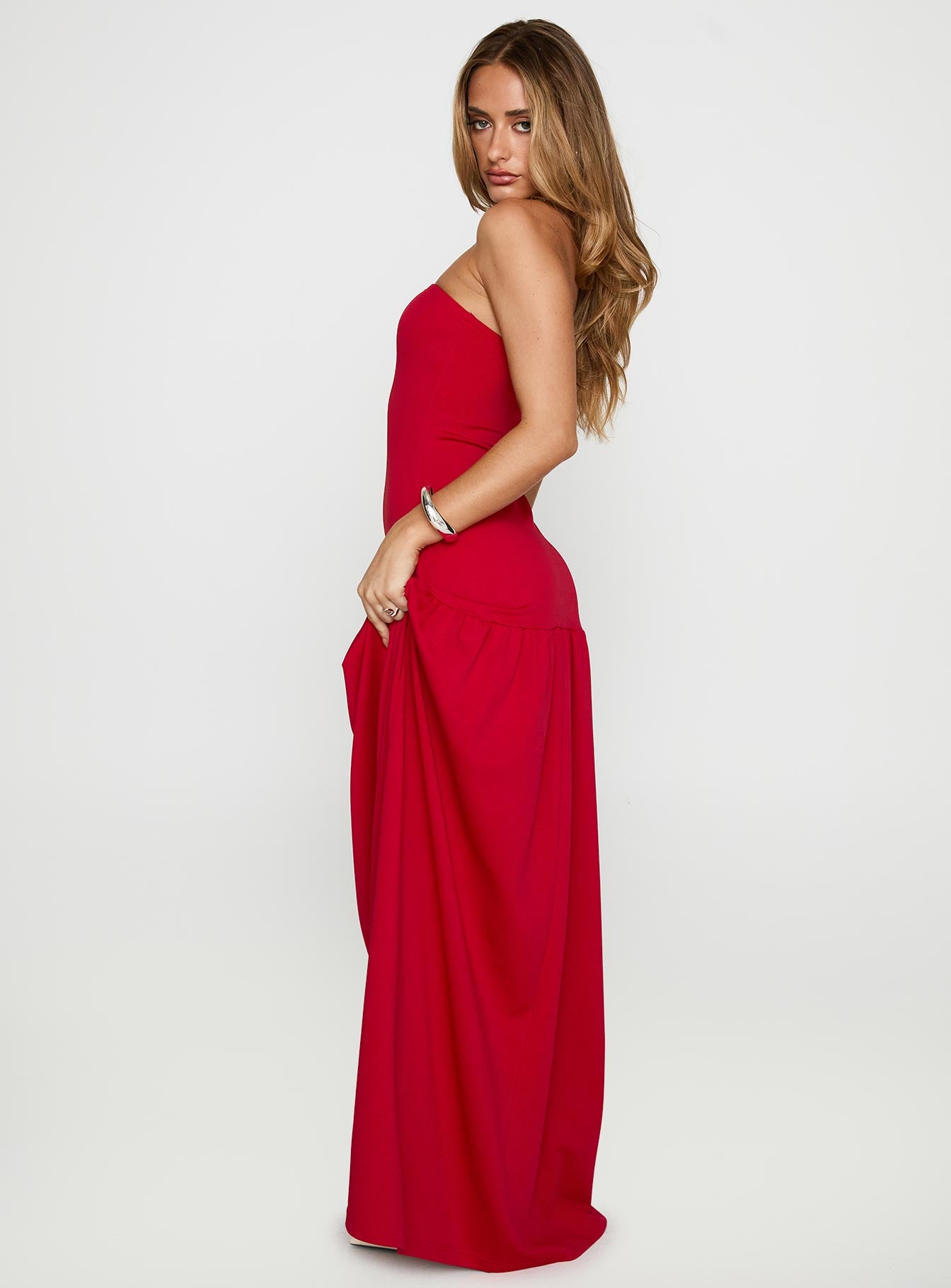Move Me Strapless Maxi Dress Red | Princess Polly Move Me Strapless Maxi Dress Red | Princess Polly