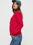 side view of model wearing Princess Polly Oberan Knit Sweater Red 