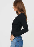 Aeva Long Sleeve Plunge Top Black