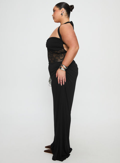 black plus size halter dress Plus Size Haltered Double Flare Dress