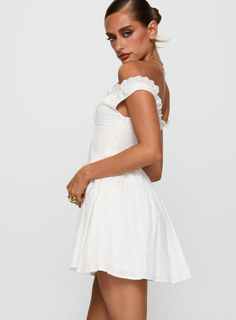 princess polly white dress off the shoulder Liberation Off The Shoulder Mini Dress L | XL | White | Womens