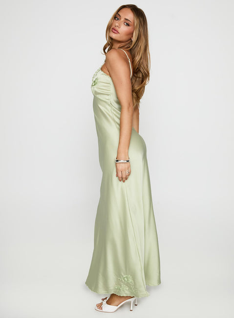 Cyrielle Embroidered Maxi Dress Sage | Princess Polly Cyrielle Embroidered Maxi Dress Sage | Princess Polly