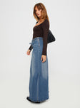 product Brandee Tie Front Denim Maxi Skirt Mid Blue Princess Polly  Maxi 