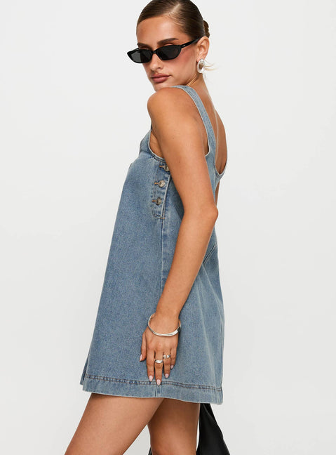 State Of Mind Mini Dress Blue Denim State Of Mind Mini Dress Blue Denim