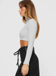 Long sleeve crop top High neck, ribbed knit-like material