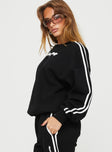 Princess Polly Crew Neck Sweatshirt Stripe Black / White Princess Polly  regular 