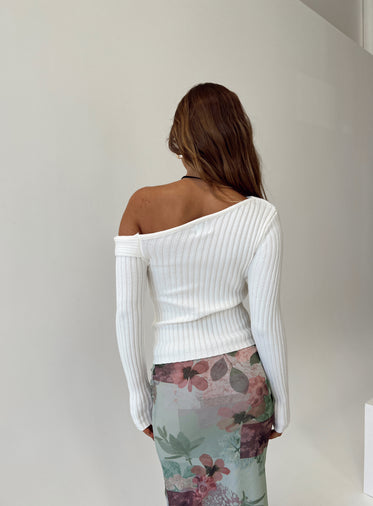Jaybell Cold Shoulder Sweater White