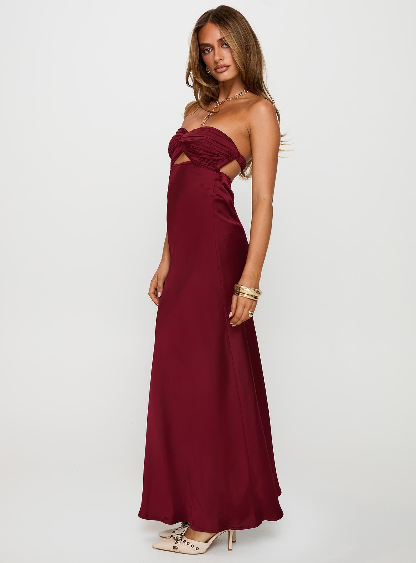 Faviola Strapless Maxi Dress Burgundy | Princess Polly Faviola Strapless Maxi Dress Burgundy | Princess Polly