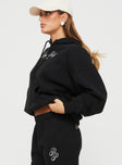 Princess Polly Hooded Sweatshirt Script Black / Ivory Princess Polly  regular 