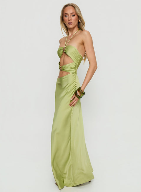 slim fit dress slacks Cut Out Maxi Dress in Emerald Green