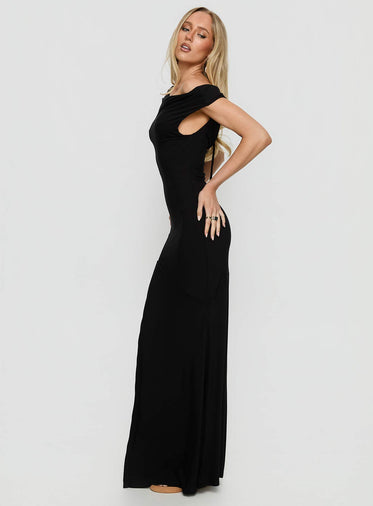 Corlee Draped Tie Back Maxi Dress Black