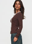 Phaidra Button Up Long Sleeve Top Brown