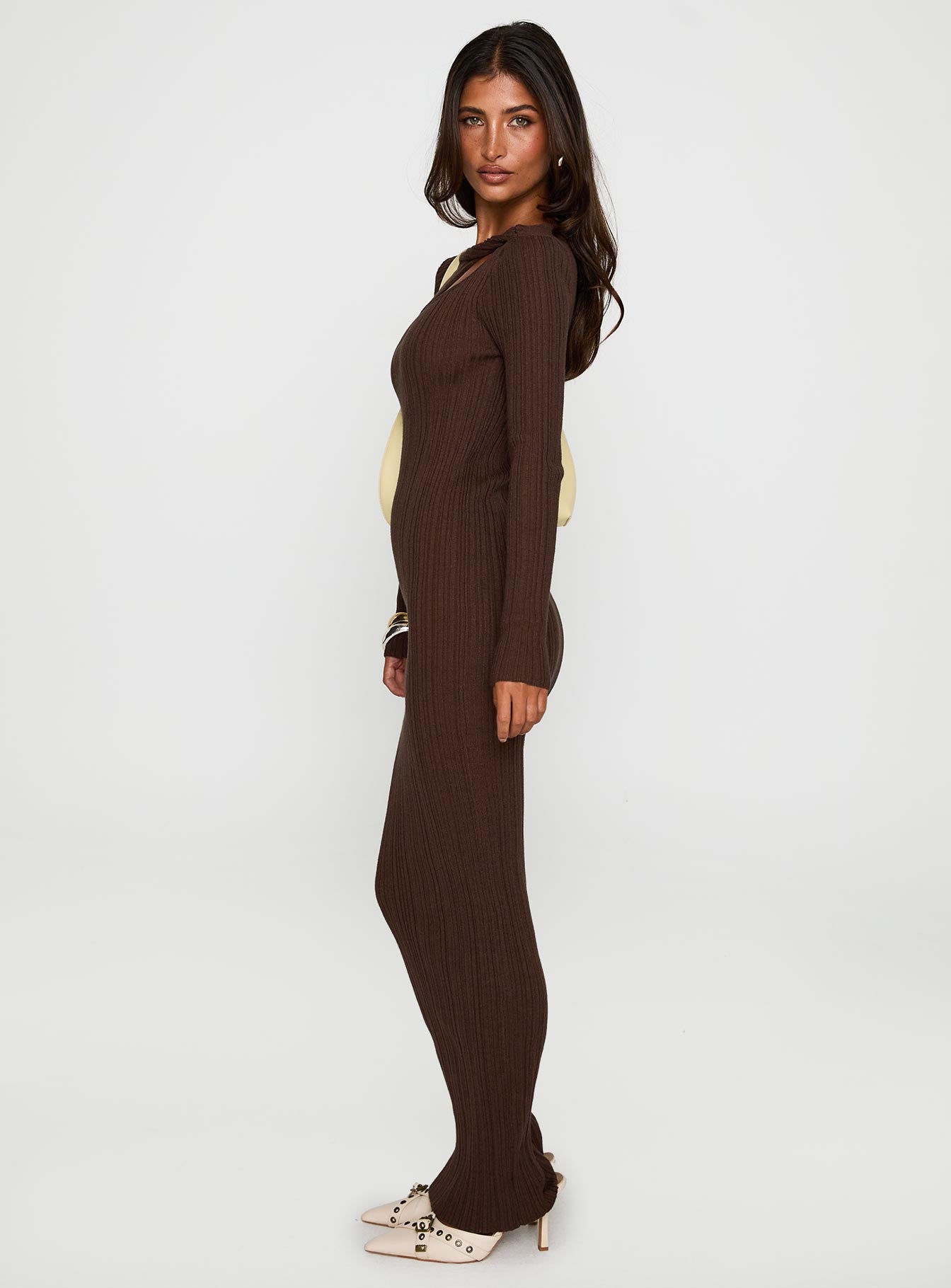 Gyselle Long Sleeve Maxi Dress Brown | Princess Polly Gyselle Long Sleeve Maxi Dress Brown | Princess Polly
