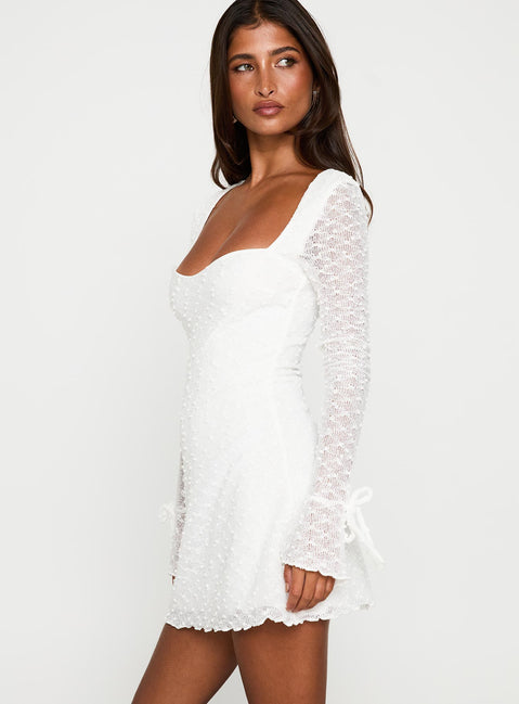 white long sleeve dress princess polly Dalzine Long Sleeve Mini Dress White
