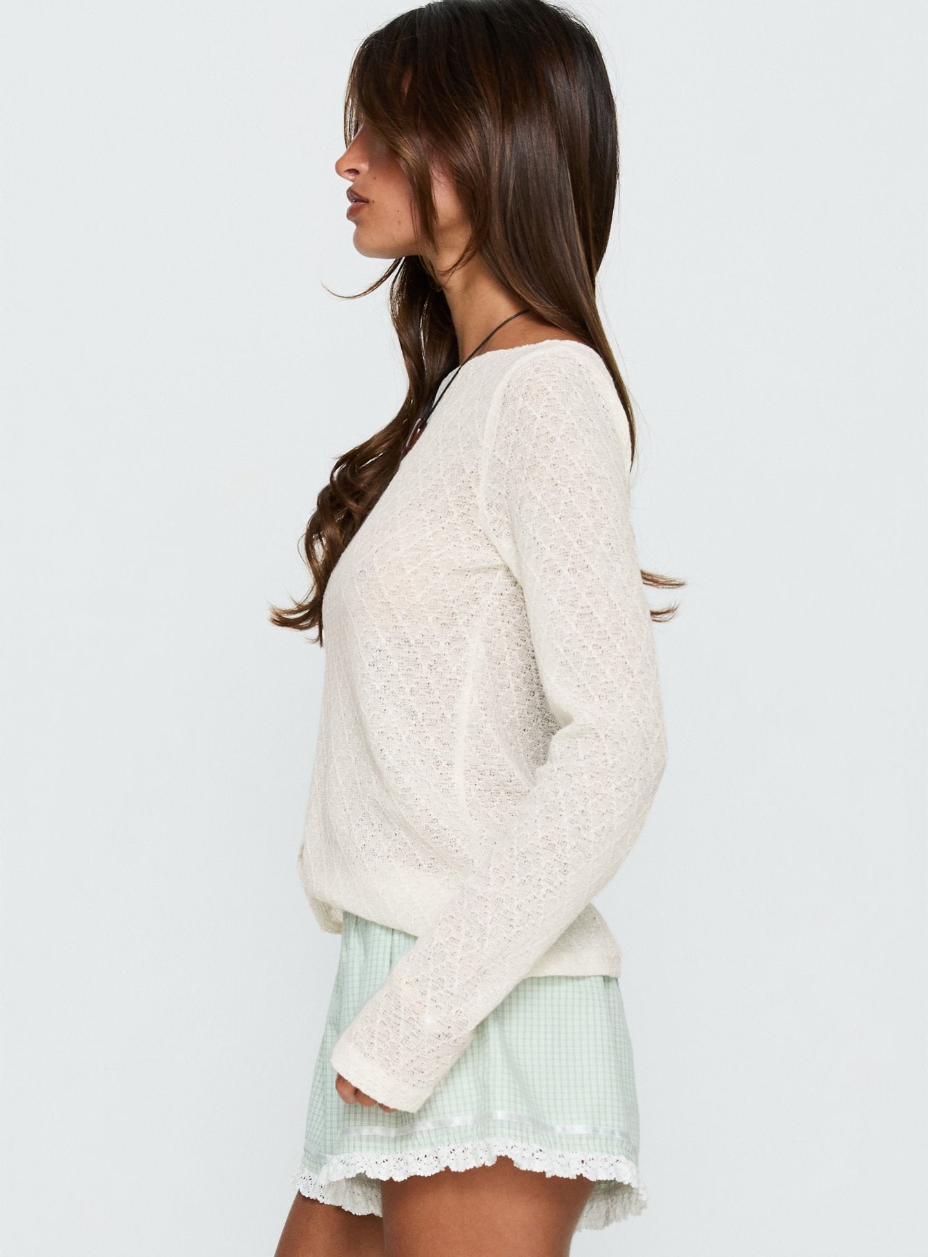 Tuppence Textured Long Sleeve Top Cream