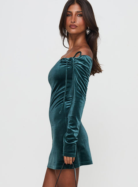 Intertwine Long Sleeve Mini Dress Forest Green | Princess Polly Intertwine Long Sleeve Mini Dress Forest Green | Princess Polly