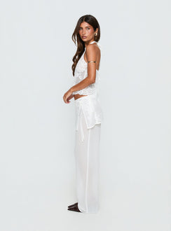 Claudie Layered Lace Straight Leg Pants White
