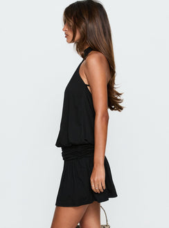 Lealeia Halter Slouch Mini Dress Black