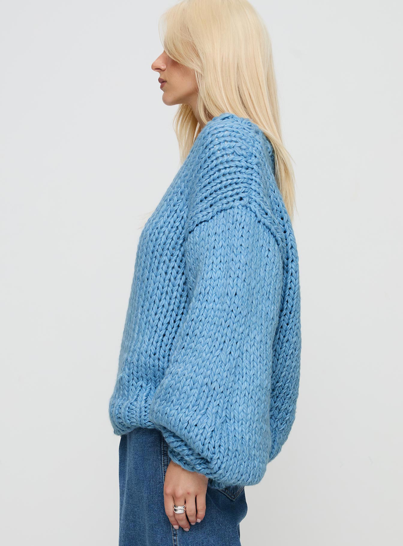 Arrowtown Hand Knit Sweater Blue | Princess Polly