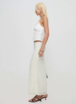   side view of model wearing Princess Polly Love Like Yours Lace Maxi Skirt Cream Maxi 