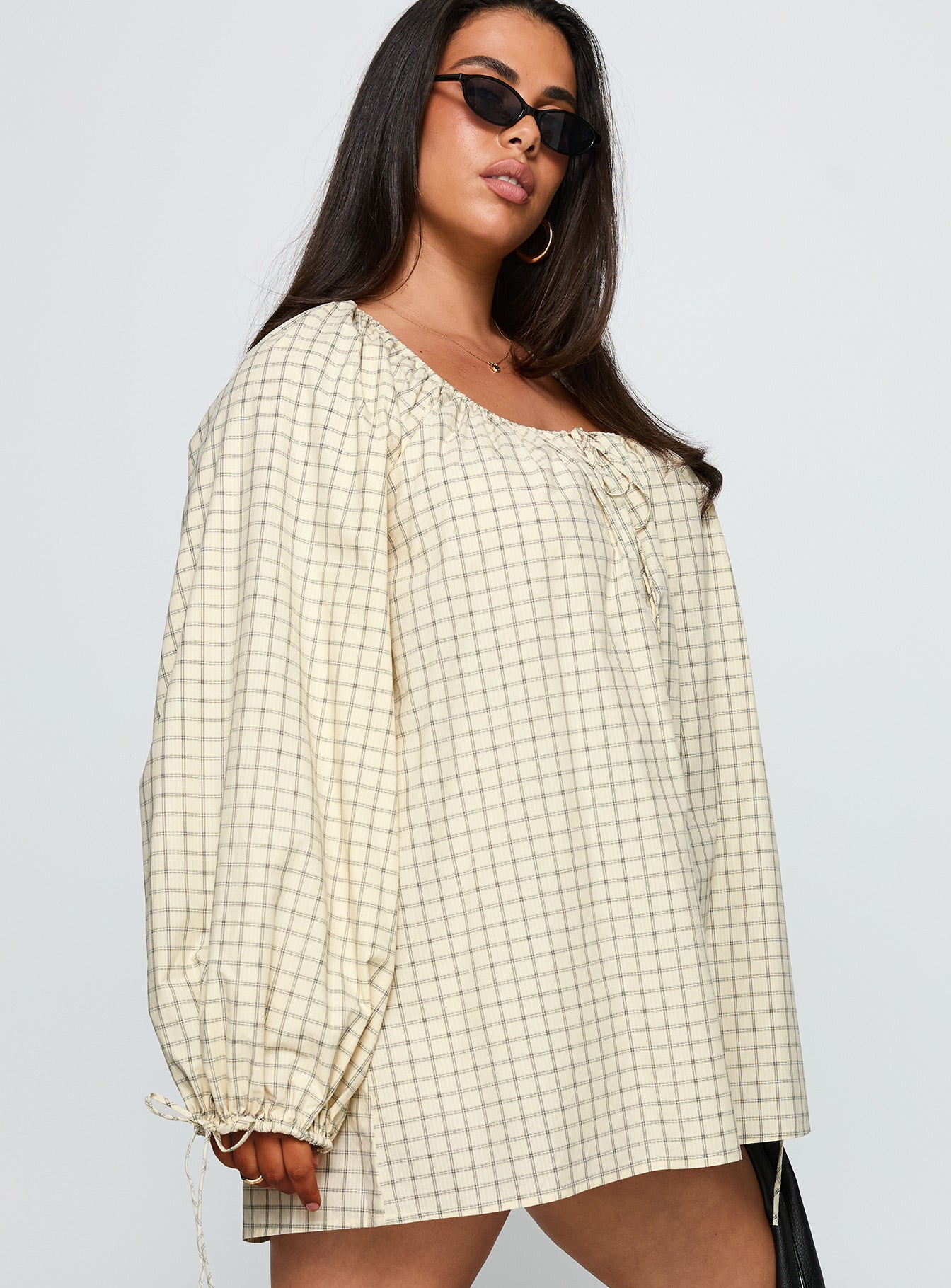 Preacher Playsuit White Check Curve