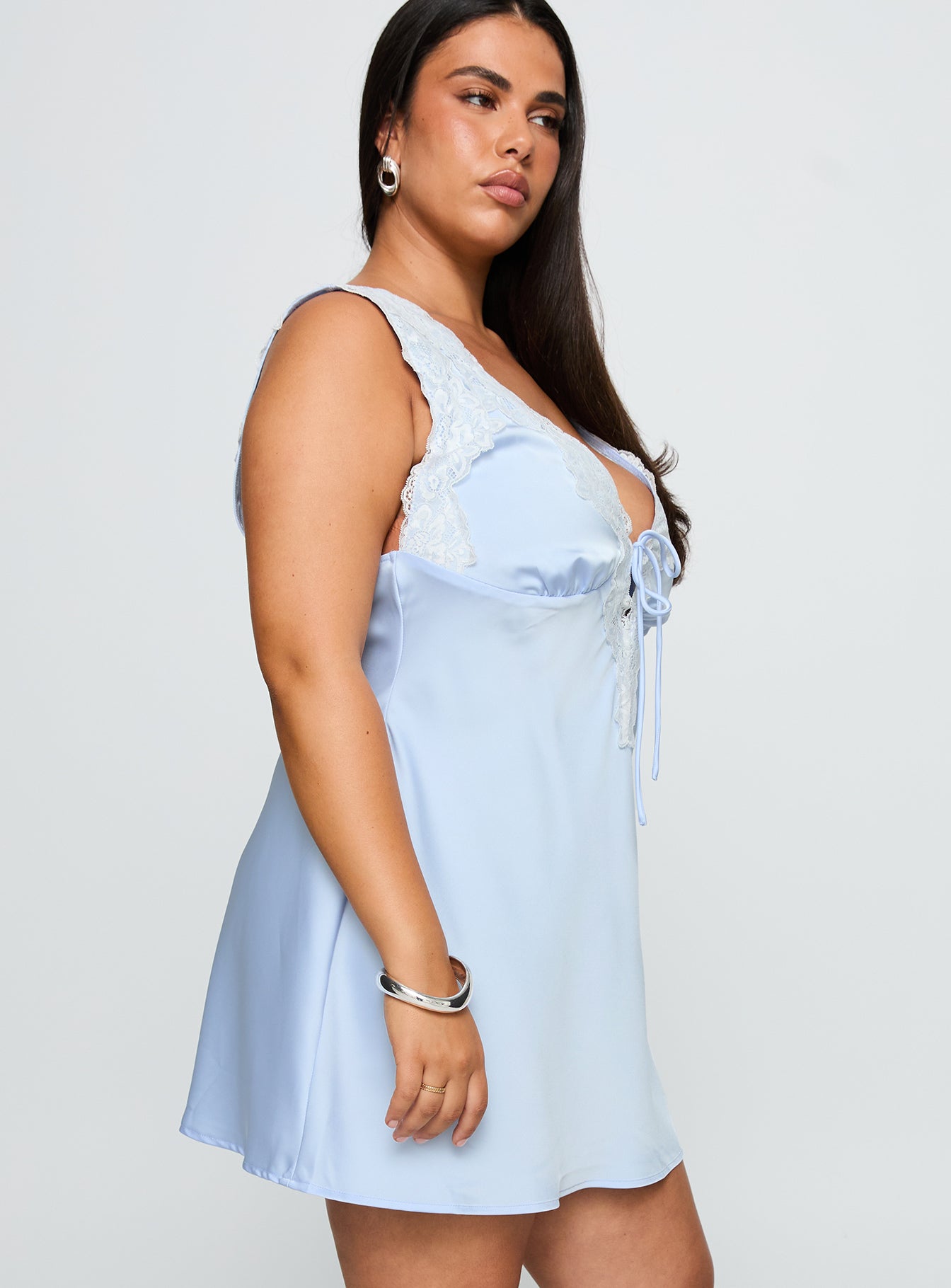 Nourish Mini Dress Blue Curve | Princess Polly Nourish Mini Dress Blue Curve | Princess Polly