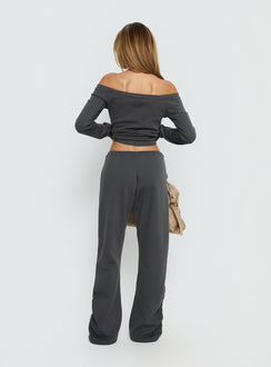 back view of model wearing Princess Polly Rylan Low Rise Joggers Grey Low Rise Pants 