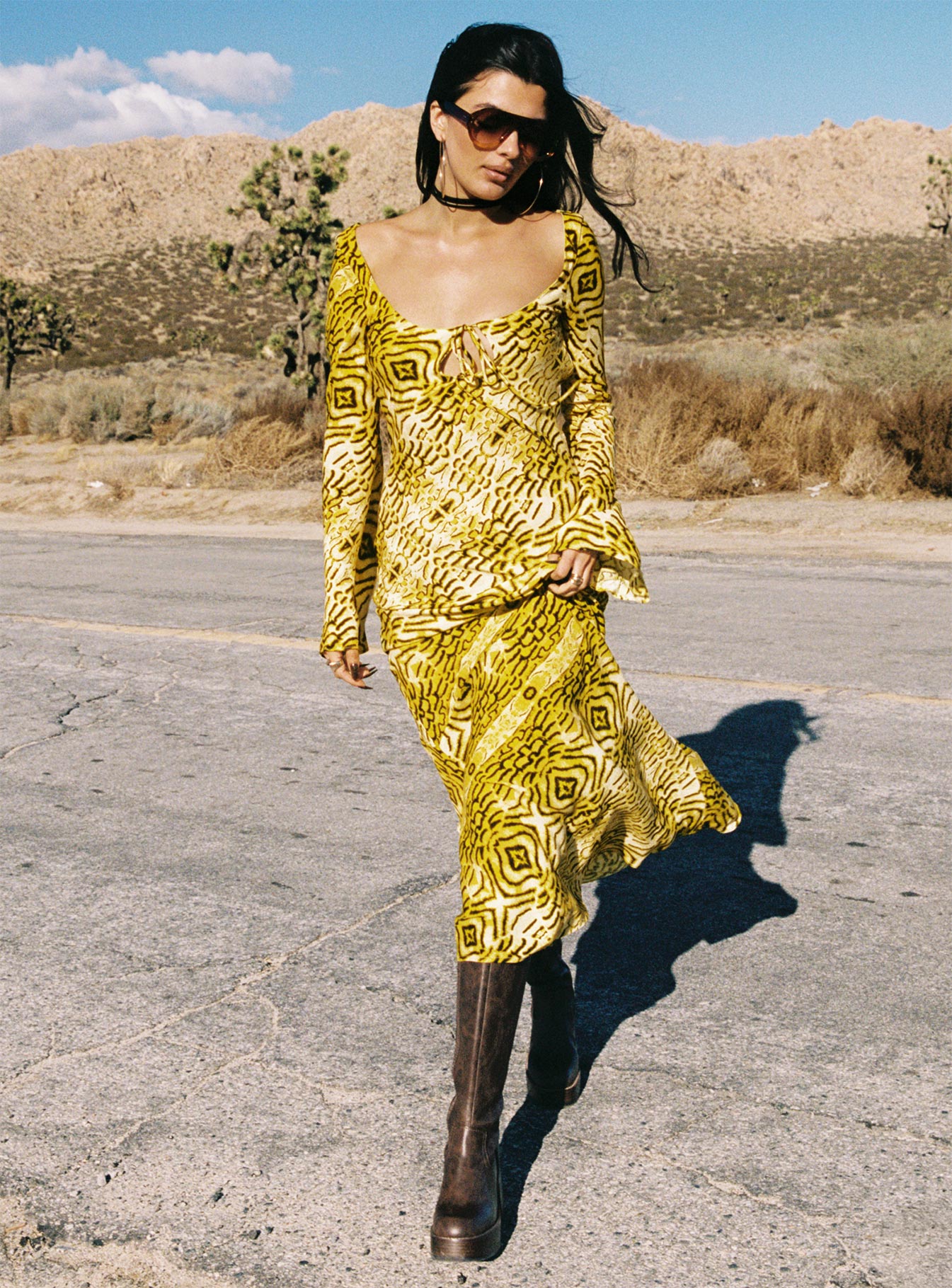 Setting Sun Long Sleeve Maxi Dress Yellow / Black | Princess Polly Setting Sun Long Sleeve Maxi Dress Yellow / Black | Princess Polly