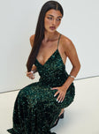 Charlette Sparkle Maxi Dress Dark Green