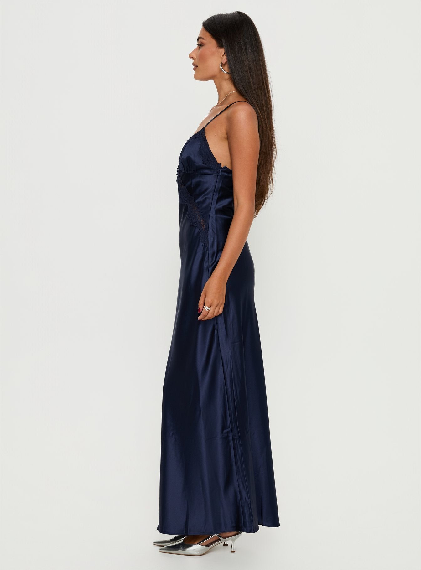 Madelene Lace V Neck Maxi Dress | Navy | Womens | Princess Polly Madelene Lace V Neck Maxi Dress | Navy | Womens | Princess Polly