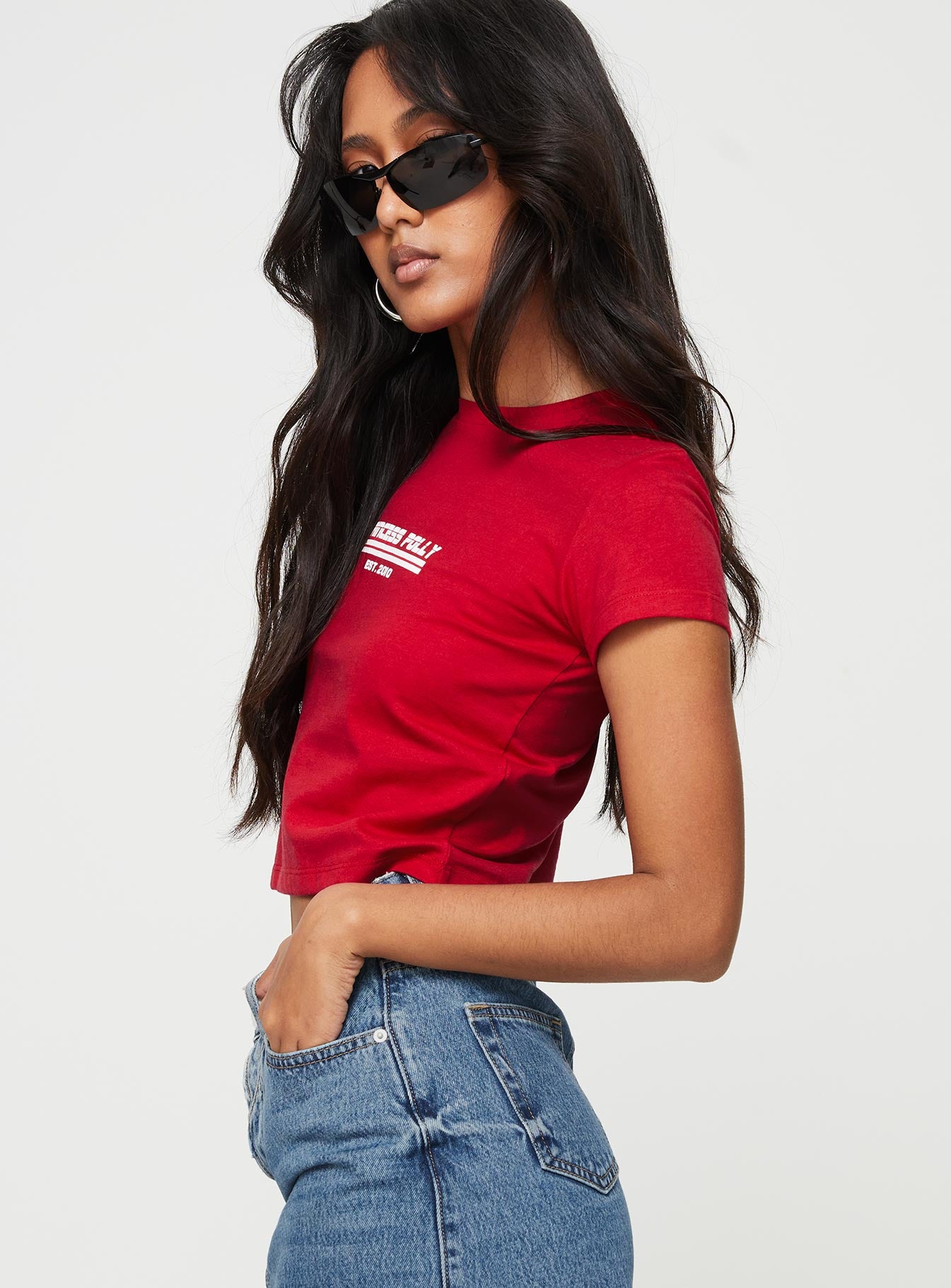 product Princess Polly Sleeveless High Neck  Princess Polly Est 10 Top Red