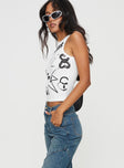 Graphic print tank top Good stretch, unlined 