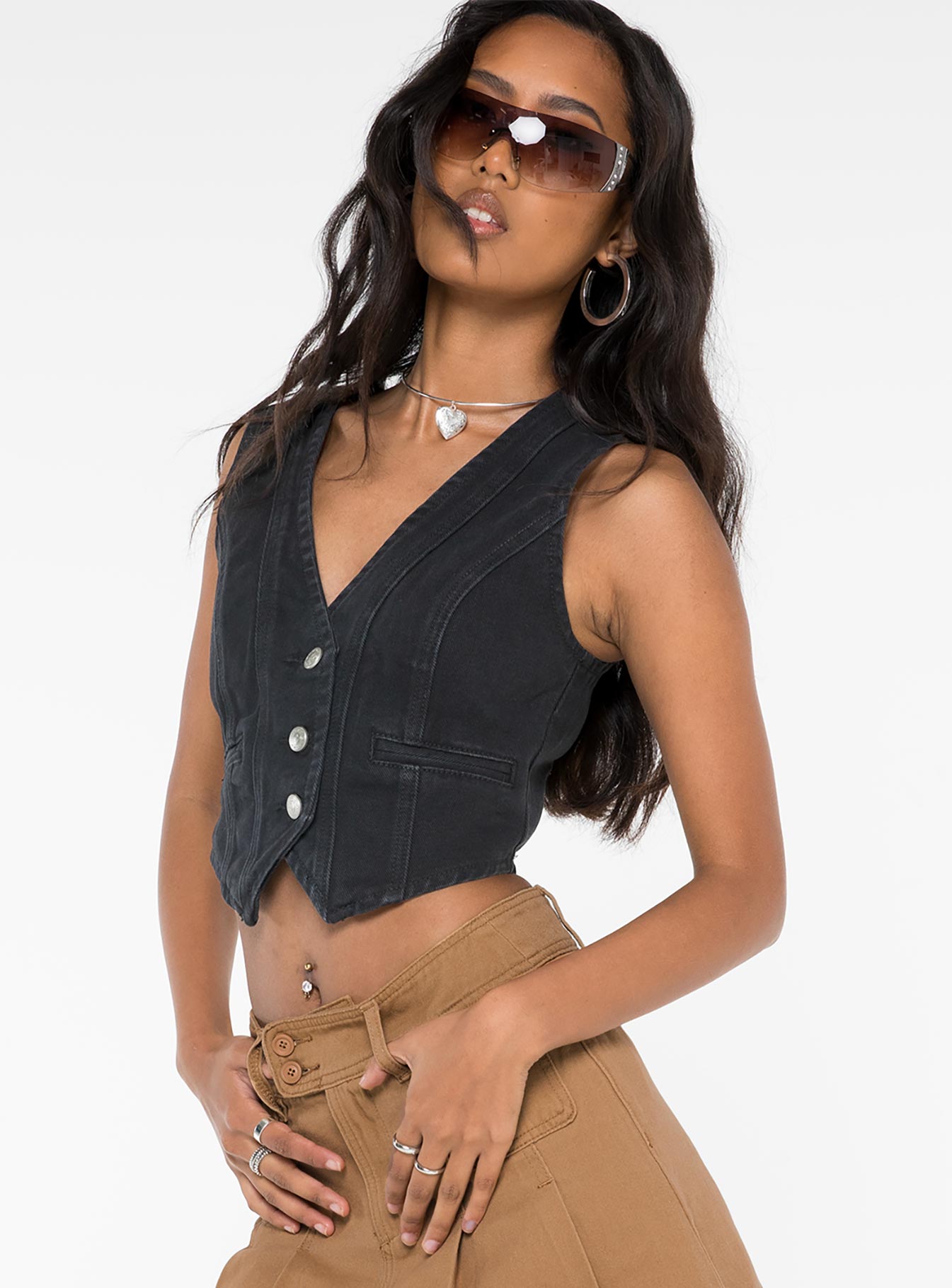 Cropped on sale denim vest