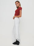 Lace midi skirt Low rise, asymmetric hem Good stretch, fully lined  Princess Polly Lower Impact