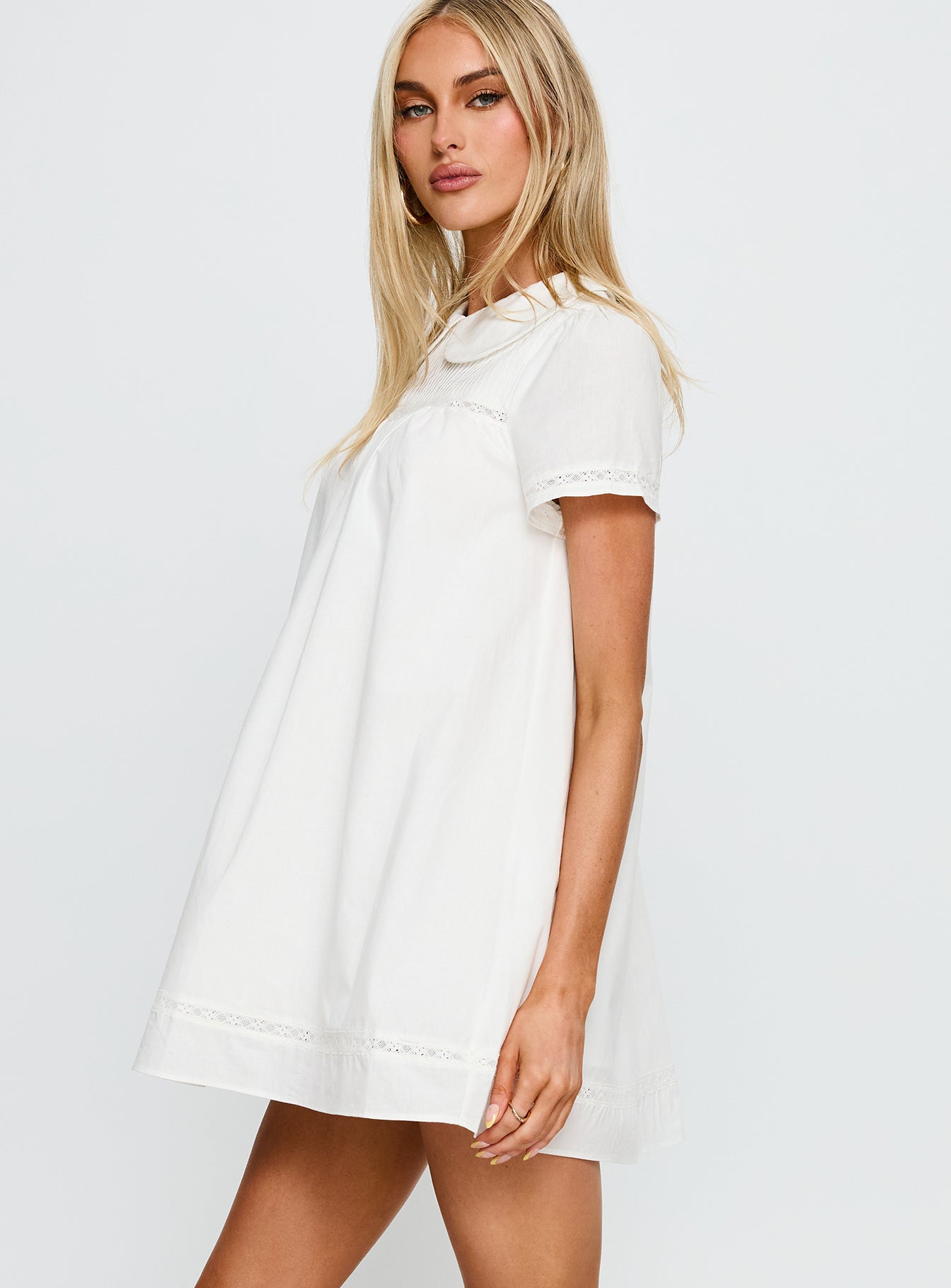 Bethanne Babydoll Mini Dress White | Princess Polly Bethanne Babydoll Mini Dress White | Princess Polly
